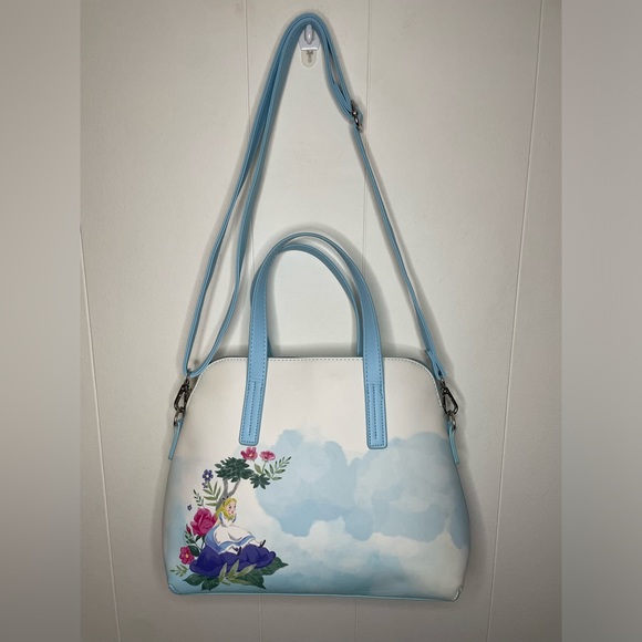 Loungefly Disney Alice in Wonderland Cheshire Cat Flora Watercolor Satchel Purse - Picture 2 of 13